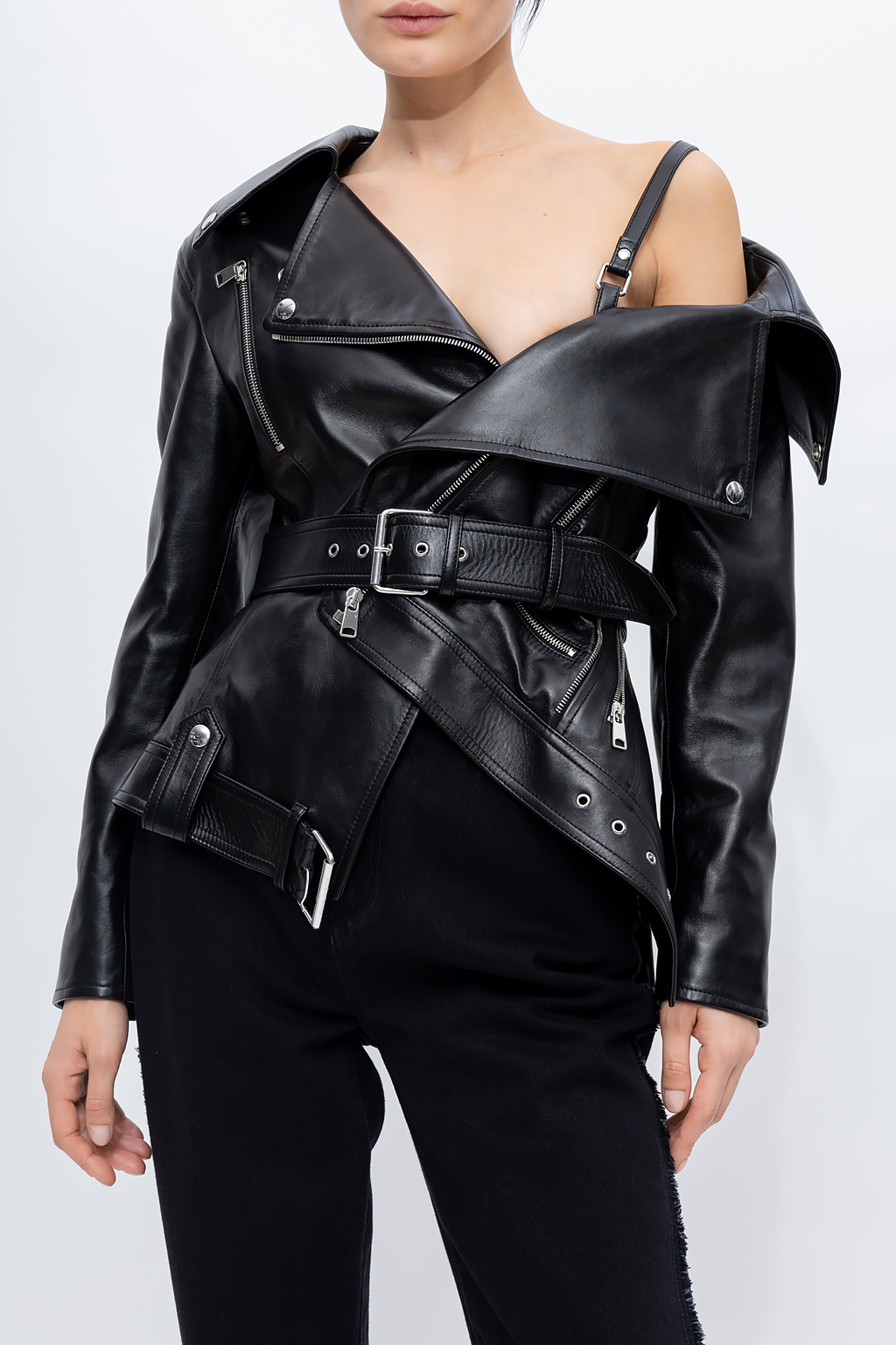 Off the shoulder outlet biker jacket